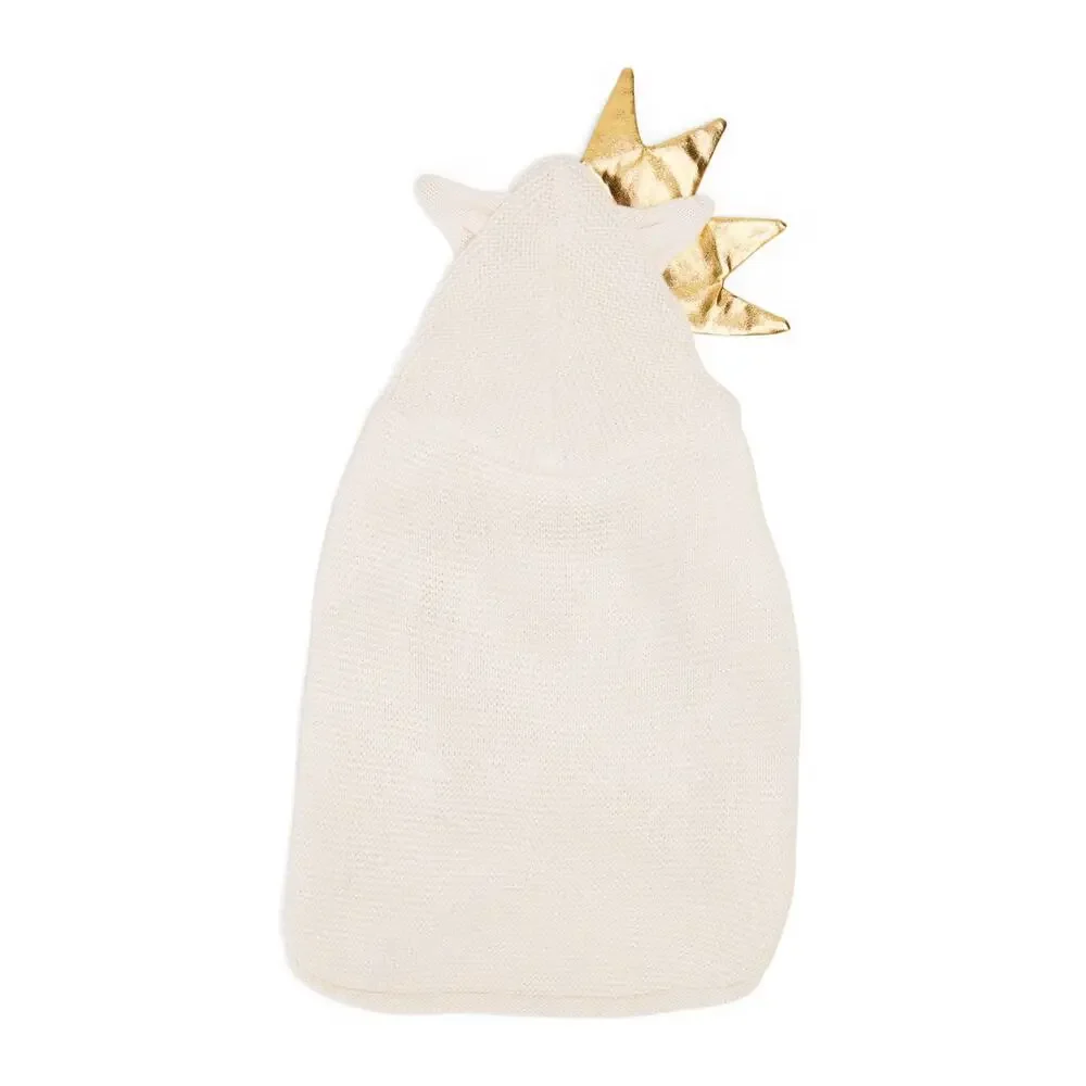 YOULY Crown Knit Pet Sweater Small Cream Gold Royal Dog Costume Hooded Knitwear - Picture 3 of 9